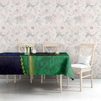 New Zealand Matariki Fern Frond Koru Tablecloth with Galaxy Blue Sky and Green Paua Shell Art LT03 - Polynesian Pride
