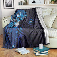 Matariki New Zealand Maori Koru Art Tattoo Blanket New Year Galaxy Blue Sky Style LT03 Blue - Polynesian Pride