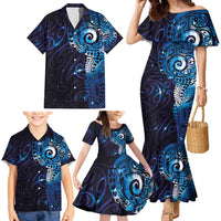 Matariki New Zealand Maori Koru Art Tattoo Family Matching Mermaid Dress and Hawaiian Shirt New Year Galaxy Blue Sky Style LT03 - Polynesian Pride