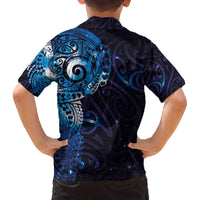 Matariki New Zealand Maori Koru Art Tattoo Family Matching Off The Shoulder Long Sleeve Dress and Hawaiian Shirt New Year Galaxy Blue Sky Style LT03 - Polynesian Pride