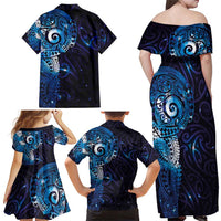 Matariki New Zealand Maori Koru Art Tattoo Family Matching Off Shoulder Maxi Dress and Hawaiian Shirt New Year Galaxy Blue Sky Style LT03 - Polynesian Pride