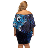 Matariki New Zealand Maori Koru Art Tattoo Family Matching Off Shoulder Short Dress and Hawaiian Shirt New Year Galaxy Blue Sky Style LT03 - Polynesian Pride