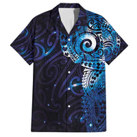 Matariki New Zealand Maori Koru Art Tattoo Family Matching Summer Maxi Dress and Hawaiian Shirt New Year Galaxy Blue Sky Style LT03 Dad's Shirt - Short Sleeve Blue - Polynesian Pride