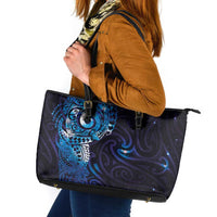 Matariki New Zealand Maori Koru Art Tattoo Leather Tote Bag New Year Galaxy Blue Sky Style LT03 Blue - Polynesian Pride