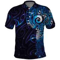 Matariki New Zealand Maori Koru Art Tattoo Polo Shirt New Year Galaxy Blue Sky Style LT03 Blue - Polynesian Pride
