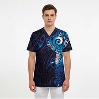 Matariki New Zealand Maori Koru Art Tattoo Scrub Top New Year Galaxy Blue Sky Style LT03 - Polynesian Pride