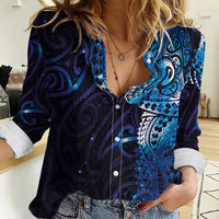 Matariki New Zealand Maori Koru Art Tattoo Women Casual Shirt New Year Galaxy Blue Sky Style