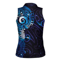 Matariki New Zealand Maori Koru Art Tattoo Women Sleeveless Polo Shirt New Year Galaxy Blue Sky Style LT03 - Polynesian Pride