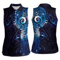 Matariki New Zealand Maori Koru Art Tattoo Women Sleeveless Polo Shirt New Year Galaxy Blue Sky Style LT03 - Polynesian Pride