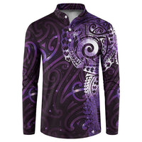 Matariki New Zealand Maori Koru Art Tattoo Button Sweatshirt New Year Galaxy Purple Sky Style LT03 Purple - Polynesian Pride