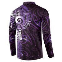 Matariki New Zealand Maori Koru Art Tattoo Button Sweatshirt New Year Galaxy Purple Sky Style LT03 - Polynesian Pride