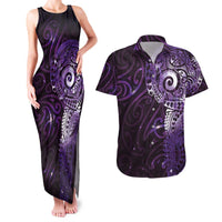 Matariki New Zealand Maori Koru Art Tattoo Couples Matching Tank Maxi Dress and Hawaiian Shirt New Year Galaxy Purple Sky Style LT03 Purple - Polynesian Pride