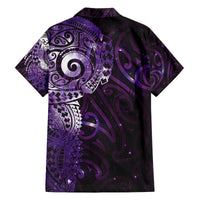 Matariki New Zealand Maori Koru Art Tattoo Family Matching Off The Shoulder Long Sleeve Dress and Hawaiian Shirt New Year Galaxy Purple Sky Style LT03 - Polynesian Pride
