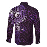 Matariki New Zealand Maori Koru Art Tattoo Family Matching Short Sleeve Bodycon Dress and Hawaiian Shirt New Year Galaxy Purple Sky Style LT03 - Polynesian Pride