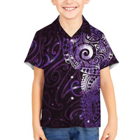 Matariki New Zealand Maori Koru Art Tattoo Kid Hawaiian Shirt New Year Galaxy Purple Sky Style LT03 Kid Purple - Polynesian Pride