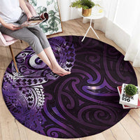 Matariki New Zealand Maori Koru Art Tattoo Round Carpet New Year Galaxy Purple Sky Style LT03 - Polynesian Pride