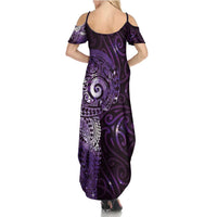 Matariki New Zealand Maori Koru Art Tattoo Summer Maxi Dress New Year Galaxy Purple Sky Style LT03 - Polynesian Pride