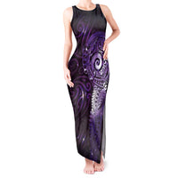 Matariki New Zealand Maori Koru Art Tattoo Tank Maxi Dress New Year Galaxy Purple Sky Style LT03 Women Purple - Polynesian Pride