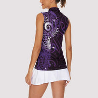 Matariki New Zealand Maori Koru Art Tattoo Women Sleeveless Polo Shirt New Year Galaxy Purple Sky Style LT03 - Polynesian Pride