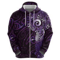 Matariki New Zealand Maori Koru Art Tattoo Zip Hoodie New Year Galaxy Purple Sky Style LT03 - Polynesian Pride