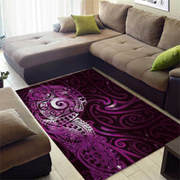 Matariki New Zealand Maori Koru Art Tattoo Area Rug New Year Galaxy Pink Sky Style