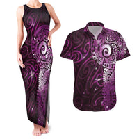 Matariki New Zealand Maori Koru Art Tattoo Couples Matching Tank Maxi Dress and Hawaiian Shirt New Year Galaxy Pink Sky Style LT03 Pink - Polynesian Pride