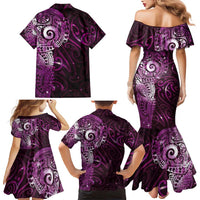 Matariki New Zealand Maori Koru Art Tattoo Family Matching Mermaid Dress and Hawaiian Shirt New Year Galaxy Pink Sky Style LT03 - Polynesian Pride