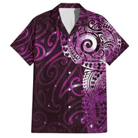 Matariki New Zealand Maori Koru Art Tattoo Family Matching Off Shoulder Maxi Dress and Hawaiian Shirt New Year Galaxy Pink Sky Style LT03 Dad's Shirt - Short Sleeve Pink - Polynesian Pride