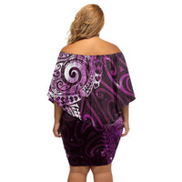 Matariki New Zealand Maori Koru Art Tattoo Family Matching Off Shoulder Short Dress and Hawaiian Shirt New Year Galaxy Pink Sky Style LT03 - Polynesian Pride