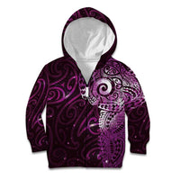 Matariki New Zealand Maori Koru Art Tattoo Kid Hoodie New Year Galaxy Pink Sky Style LT03 Zip Hoodie Pink - Polynesian Pride