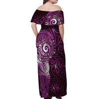 Matariki New Zealand Maori Koru Art Tattoo Off Shoulder Maxi Dress New Year Galaxy Pink Sky Style LT03 - Polynesian Pride
