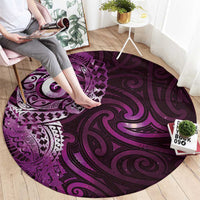 Matariki New Zealand Maori Koru Art Tattoo Round Carpet New Year Galaxy Pink Sky Style LT03 - Polynesian Pride