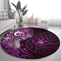 Matariki New Zealand Maori Koru Art Tattoo Round Carpet New Year Galaxy Pink Sky Style LT03 - Polynesian Pride