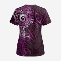 Matariki New Zealand Maori Koru Art Tattoo Scrub Top New Year Galaxy Pink Sky Style LT03 - Polynesian Pride