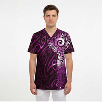 Matariki New Zealand Maori Koru Art Tattoo Scrub Top New Year Galaxy Pink Sky Style LT03 - Polynesian Pride