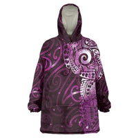 Matariki New Zealand Maori Koru Art Tattoo Wearable Blanket Hoodie New Year Galaxy Pink Sky Style LT03 One Size Pink - Polynesian Pride