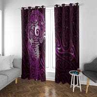 Matariki New Zealand Maori Koru Art Tattoo Window Curtain New Year Galaxy Pink Sky Style LT03 With Grommets Pink - Polynesian Pride
