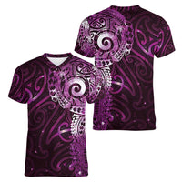 Matariki New Zealand Maori Koru Art Tattoo Women V-Neck T-Shirt New Year Galaxy Pink Sky Style LT03 - Polynesian Pride
