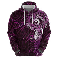 Matariki New Zealand Maori Koru Art Tattoo Zip Hoodie New Year Galaxy Pink Sky Style LT03 - Polynesian Pride