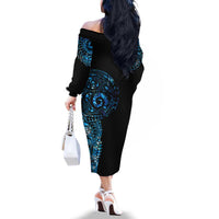 New Zealand Maori Koru Art Traditional Tattoo Family Matching Off The Shoulder Long Sleeve Dress and Hawaiian Shirt Paua Shell LT03 - Polynesian Pride