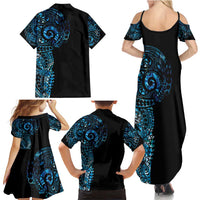 New Zealand Maori Koru Art Traditional Tattoo Family Matching Summer Maxi Dress and Hawaiian Shirt Paua Shell LT03 - Polynesian Pride