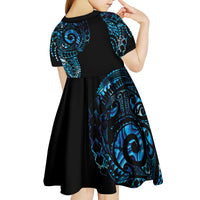 New Zealand Maori Koru Art Traditional Tattoo Kid Short Sleeve Dress Paua Shell LT03 - Polynesian Pride