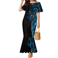 New Zealand Maori Koru Art Traditional Tattoo Mermaid Dress Paua Shell LT03 Women Black - Polynesian Pride
