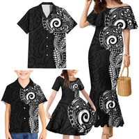 New Zealand Maori Koru Art Traditional Tattoo Family Matching Mermaid Dress and Hawaiian Shirt Simple Style LT03 - Polynesian Pride