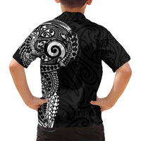 New Zealand Maori Koru Art Traditional Tattoo Family Matching Off Shoulder Short Dress and Hawaiian Shirt Simple Style LT03 - Polynesian Pride