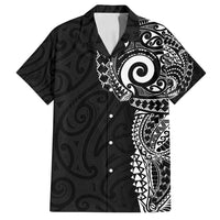 New Zealand Maori Koru Art Traditional Tattoo Family Matching Tank Maxi Dress and Hawaiian Shirt Simple Style LT03 Dad's Shirt - Short Sleeve Black - Polynesian Pride