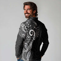 New Zealand Maori Koru Art Traditional Tattoo Long Sleeve Polo Shirt Simple Style LT03 - Polynesian Pride