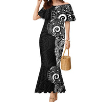 New Zealand Maori Koru Art Traditional Tattoo Mermaid Dress Simple Style LT03 Women Black - Polynesian Pride