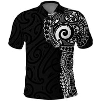 New Zealand Maori Koru Art Traditional Tattoo Polo Shirt Simple Style LT03 Black - Polynesian Pride