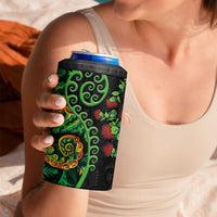 New Zealand Koru Plants and Pohutukawa 4 in 1 Can Cooler Tumbler Maori Tattoo Pattern LT03 - Polynesian Pride
